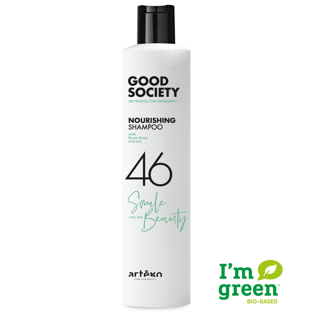 nourishing shampoo good society met im green logo